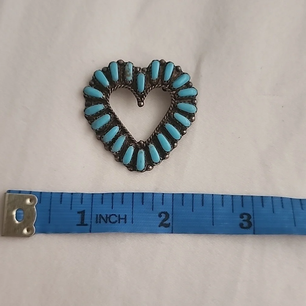 Vintage Zuni Turquoise Sterling Silver Pin / pendant